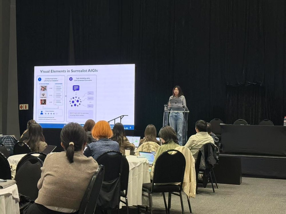 Qiyao Peng presenting Visual Elements in Surrealist AI-Generated Images at ICA 2026, Cape Town
